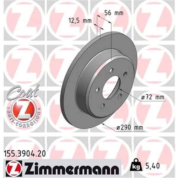 Rebajas Disco de freno eje trasero (Gama COAT Z) ZIMMERMANN 155390420