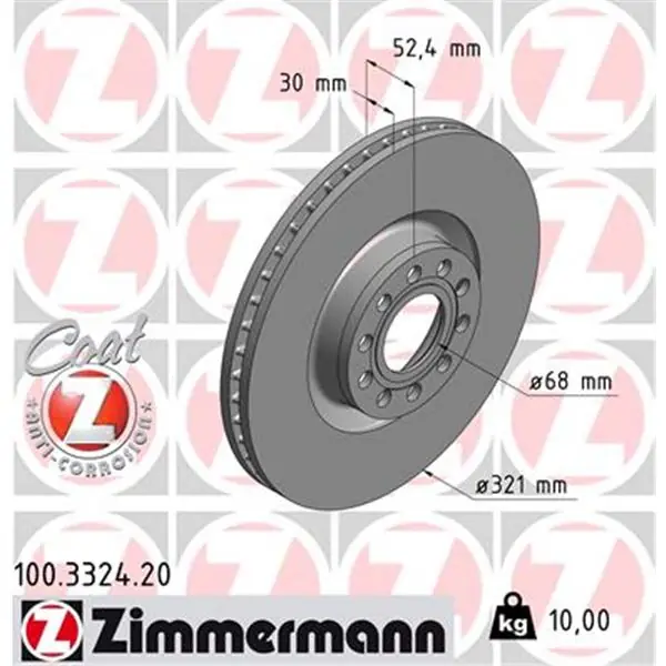 Favorito De Clientes Disco de freno eje delantero (Gama COAT Z) ZIMMERMANN 100332420