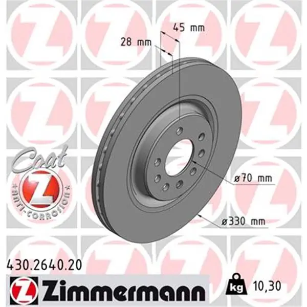Disco de freno eje delantero (Gama COAT Z) ZIMMERMANN 430264020 Disponible Ahora