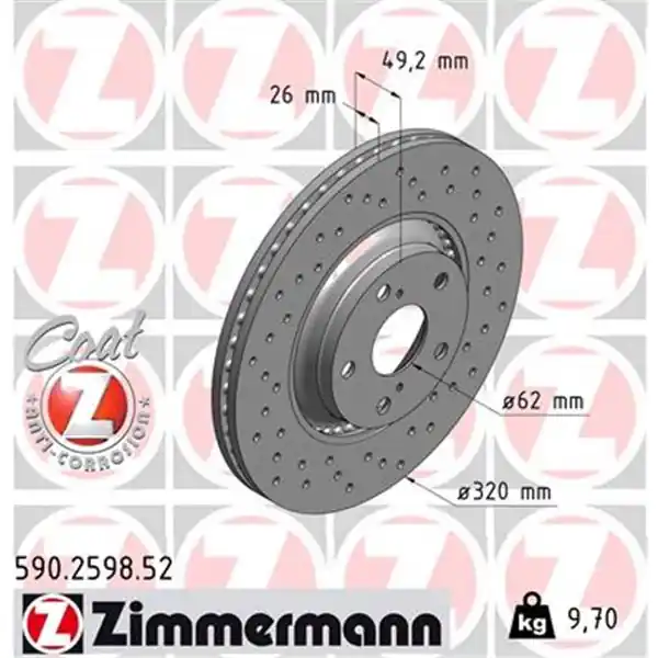 Pago Seguro Disco de freno eje delantero (Gama SPORT COAT Z) ZIMMERMANN 590259852