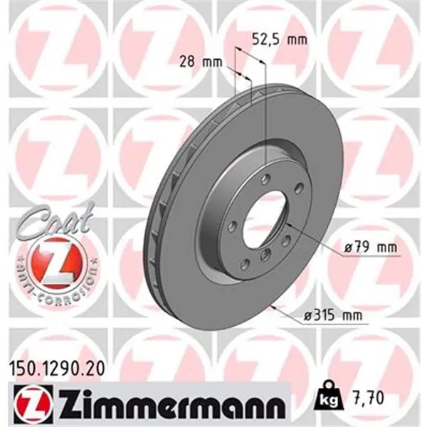 Última Versión Disco de freno eje delantero, izquierda (Gama COAT Z) ZIMMERMANN 150129020