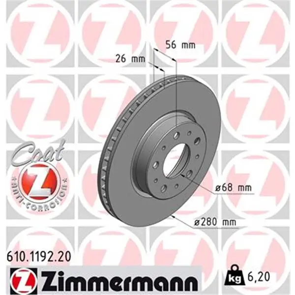 Stock Limitado Disco de freno eje delantero (Gama COAT Z) ZIMMERMANN 610119220
