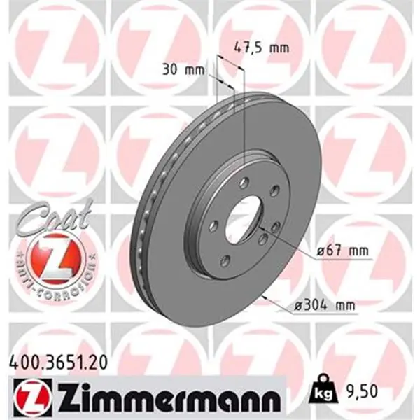 Disco de freno eje delantero (Gama COAT Z) ZIMMERMANN 400365120 Directo De Fábrica
