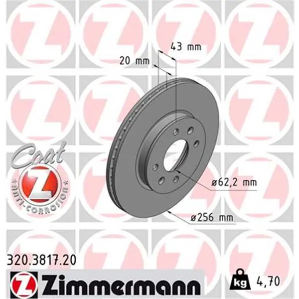Disco de freno eje delantero (Gama COAT Z) ZIMMERMANN 320381720 Rebajas