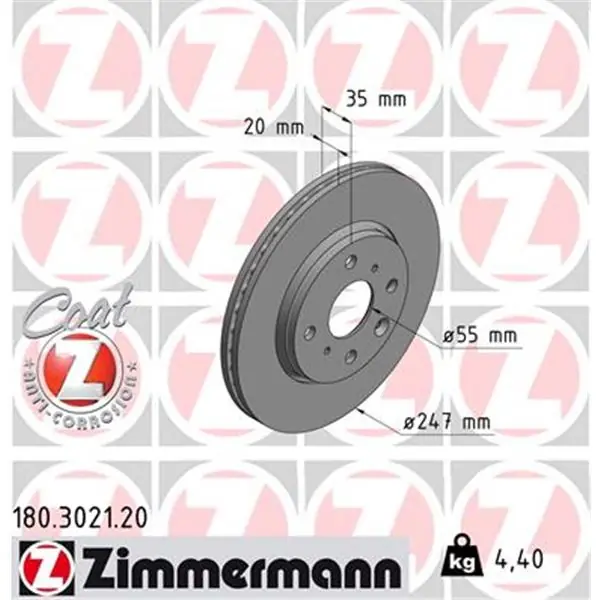 Edición Limitada Disco de freno eje delantero (Gama COAT Z) ZIMMERMANN 180302120