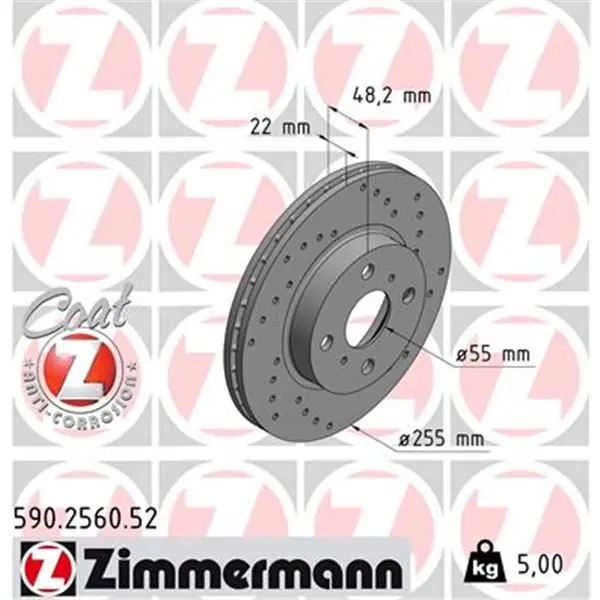 Rebajas Disco de freno eje delantero (Gama SPORT COAT Z) ZIMMERMANN 590256052