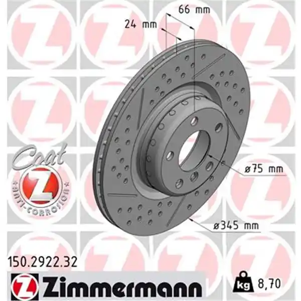 Disco de freno eje trasero (Gama FORMULA F COAT Z) ZIMMERMANN 150292232 Última Oportunidad