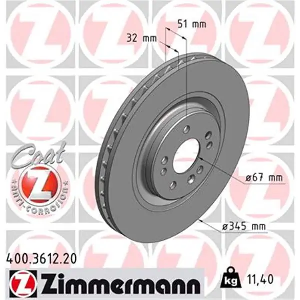 Disco de freno eje delantero (Gama COAT Z) ZIMMERMANN 400361220 Venta Final