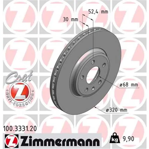 Disco de freno eje delantero (Gama COAT Z) ZIMMERMANN 100333120 Compra Hoy