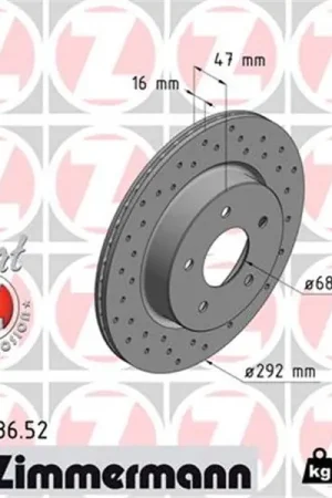 Disco de freno eje trasero (Gama SPORT COAT Z) ZIMMERMANN 200253652 Mejor Calidad