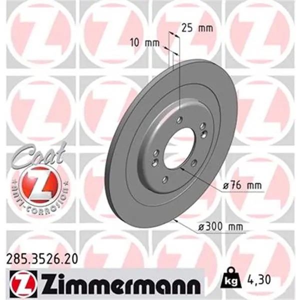 Últimas Unidades Disco de freno eje trasero (Gama COAT Z) ZIMMERMANN 285352620
