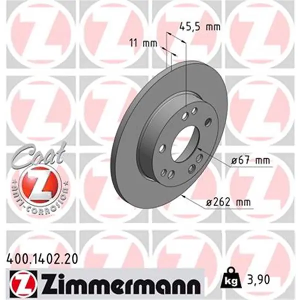 Disco de freno eje delantero (Gama COAT Z) ZIMMERMANN 400140220 Mayoreo
