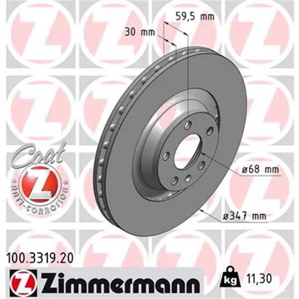 Disco de freno eje delantero (Gama COAT Z) ZIMMERMANN 100331920 Devolución Gratuita