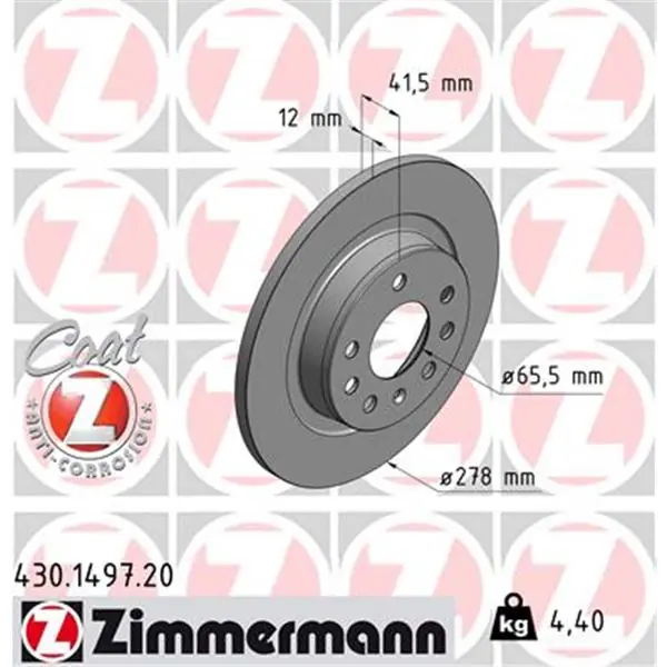 Precio Económico Disco de freno eje trasero (Gama COAT Z) ZIMMERMANN 430149720