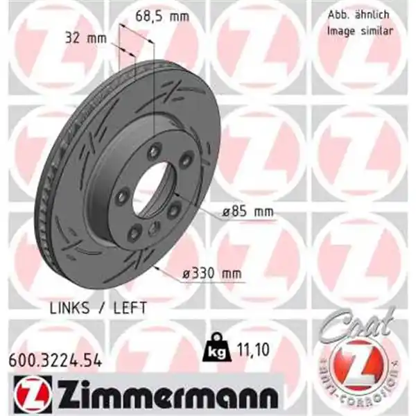 Precio Económico Disco de freno eje delantero, izquierda (Gama BLACK Z) ZIMMERMANN 600322454