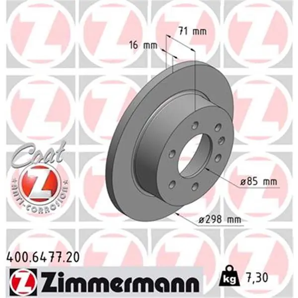 Disco de freno eje trasero (Gama COAT Z) ZIMMERMANN 400647720 Premium