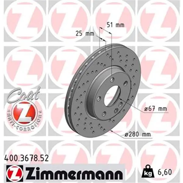 Exclusivo Disco de freno eje delantero (Gama SPORT COAT Z) ZIMMERMANN 400367852