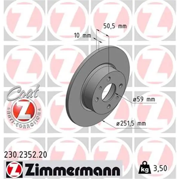 Precio Bajo Disco de freno eje trasero (Gama COAT Z) ZIMMERMANN 230235220