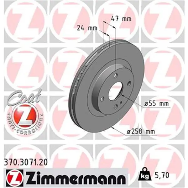 Novedad Disco de freno eje delantero (Gama COAT Z) ZIMMERMANN 370307120