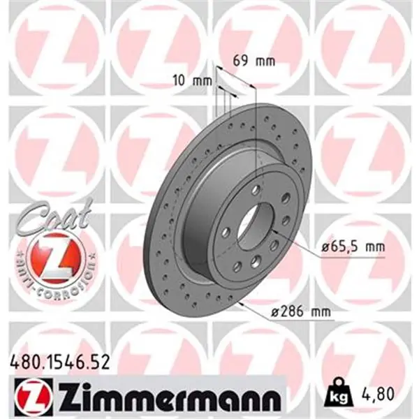 Disco de freno eje trasero (Gama SPORT COAT Z) ZIMMERMANN 480154652 Stock Limitado