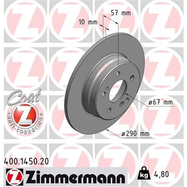 Disco de freno eje trasero (Gama COAT Z) ZIMMERMANN 400145020 Comprar En Línea
