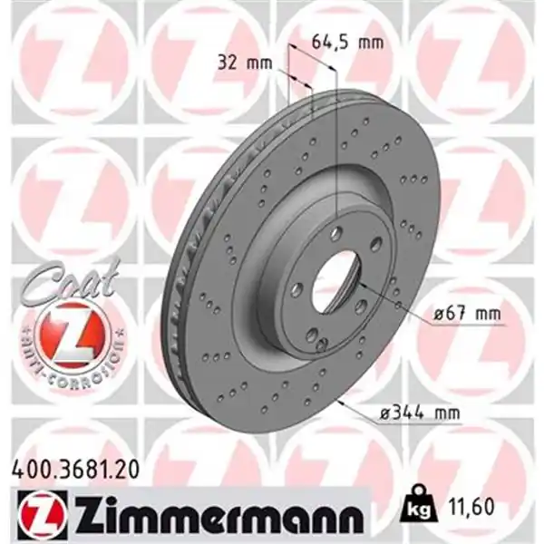 Envío Internacional Disco de freno eje delantero (Gama COAT Z) ZIMMERMANN 400368120