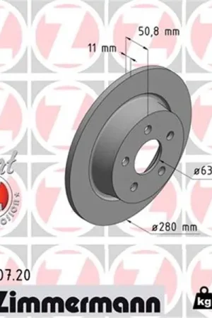 Disco de freno eje trasero (Gama COAT Z) ZIMMERMANN 250570720 Últimas Unidades