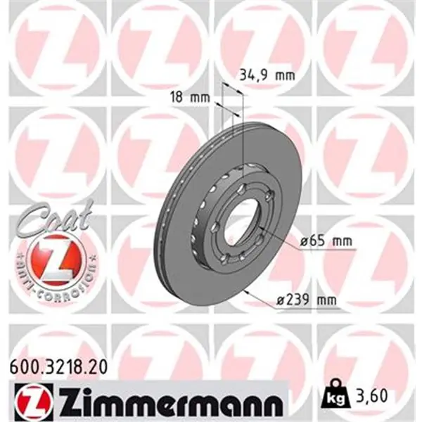 Disco de freno eje delantero (Gama COAT Z) ZIMMERMANN 600321820 Pago Seguro