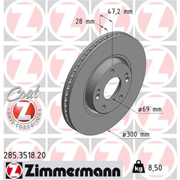 Nuevo Modelo Disco de freno eje delantero (Gama COAT Z) ZIMMERMANN 285351820