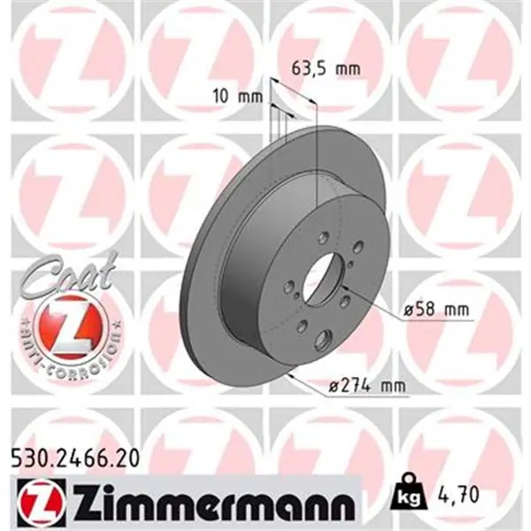 Más Vendido Disco de freno eje trasero (Gama COAT Z) ZIMMERMANN 530246620