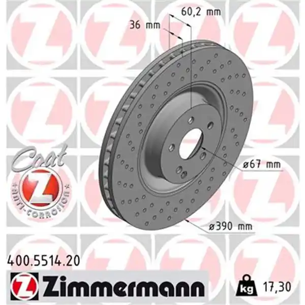 Ordena Ya Disco de freno eje delantero, avellanado (Gama COAT Z) ZIMMERMANN 400551420