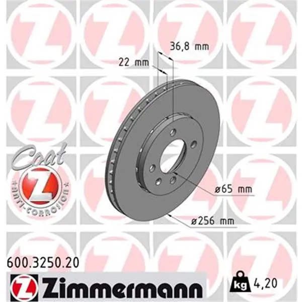 Oferta Especial Disco de freno eje delantero (Gama COAT Z) ZIMMERMANN 600325020