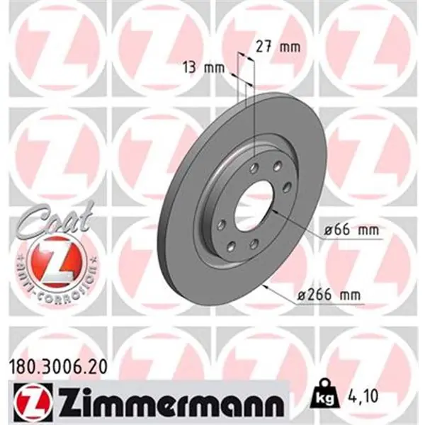 Garantía Incluida Disco de freno eje delantero (Gama COAT Z) ZIMMERMANN 180300620