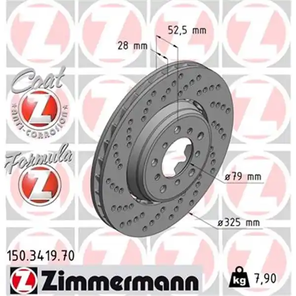 Garantía Incluida Disco de freno eje delantero, izquierda (Gama FORMULA Z) ZIMMERMANN 150341970