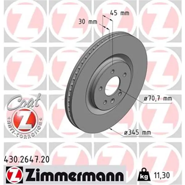 Disco de freno eje delantero (Gama COAT Z) ZIMMERMANN 430264720 Precio De Fábrica