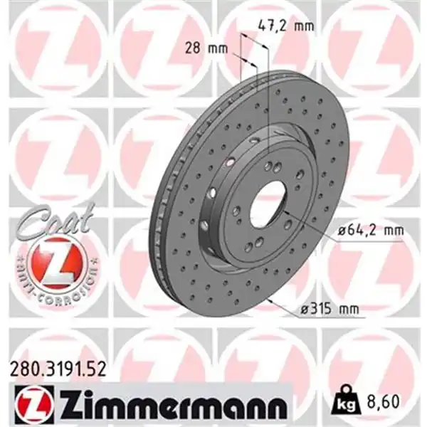 Oferta Disco de freno eje delantero (Gama SPORT COAT Z) ZIMMERMANN 280319152