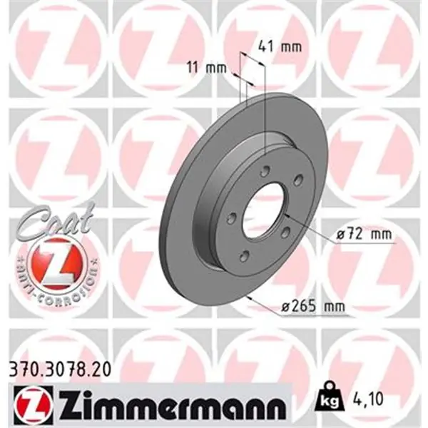 Disco de freno eje trasero (Gama COAT Z) ZIMMERMANN 370307820 Barato