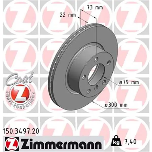 Nueva Colección Disco de freno eje delantero (Gama COAT Z) ZIMMERMANN 150349720