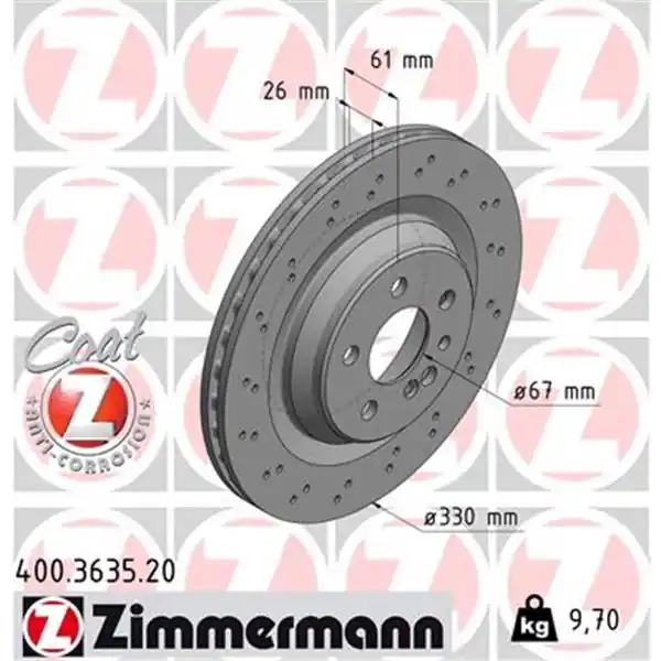 Descuento Disco de freno eje trasero (Gama COAT Z) ZIMMERMANN 400363520