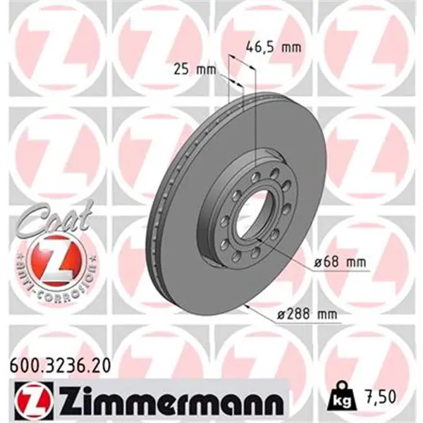 Venta Final Disco de freno eje delantero (Gama COAT Z) ZIMMERMANN 600323620