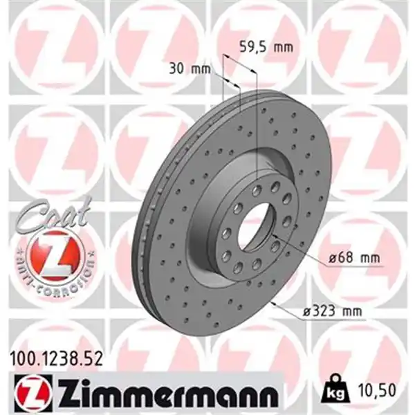 Disco de freno eje delantero (Gama SPORT COAT Z) ZIMMERMANN 100123852 Última Oportunidad