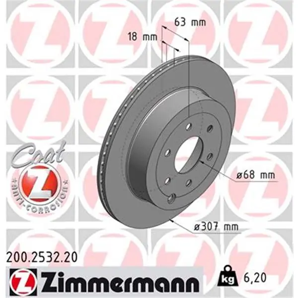 Disco de freno eje trasero (Gama COAT Z) ZIMMERMANN 200253220 Garantía Incluida