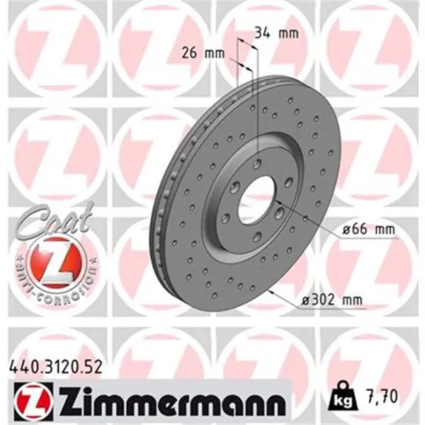 Envío Internacional Disco de freno eje delantero (Gama SPORT COAT Z) ZIMMERMANN 440312052