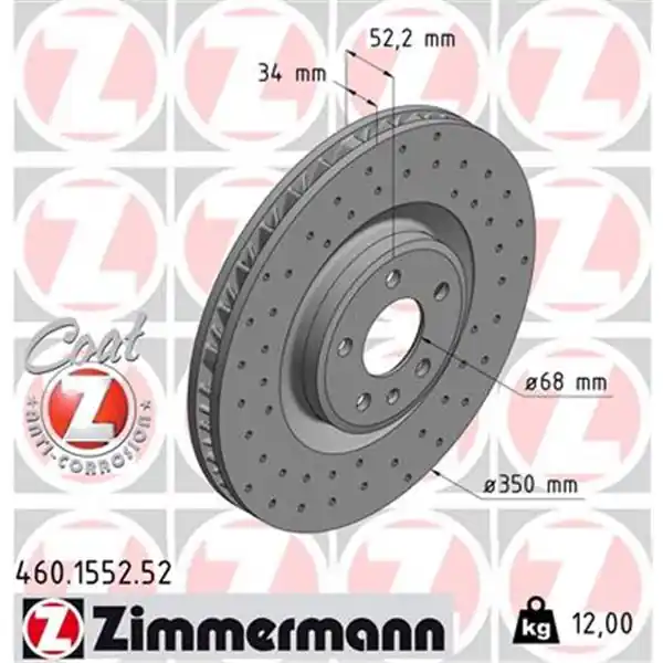 Disco de freno eje delantero, izquierda (Gama SPORT COAT Z) ZIMMERMANN 460155252 Imprescindible (Must-Have)