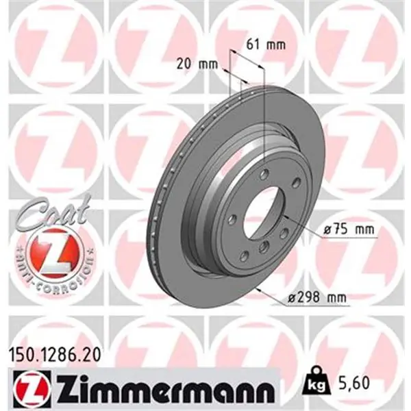 Precio Rebajado Disco de freno eje trasero (Gama COAT Z) ZIMMERMANN 150128620