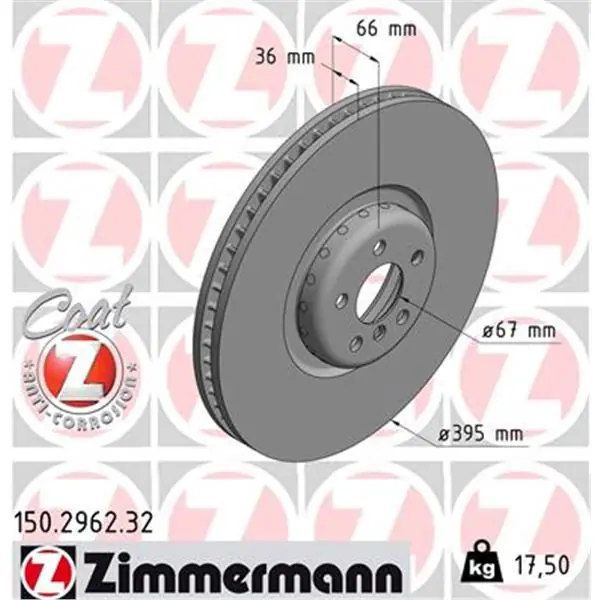 Disco de freno eje delantero, izquierda (Gama FORMULA F COAT Z) ZIMMERMANN 150296232 Profesional