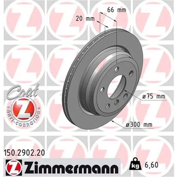 Disco de freno eje trasero (Gama COAT Z) ZIMMERMANN 150290220 Garantía De Devolución De Dinero