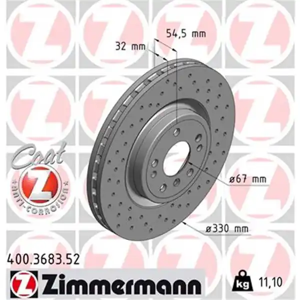 Auténtico Disco de freno eje delantero (Gama SPORT COAT Z) ZIMMERMANN 400368352