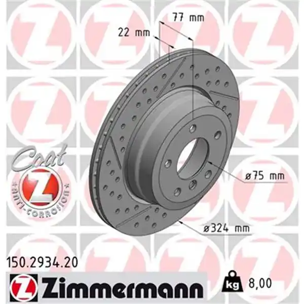 Disco de freno eje trasero (Gama COAT Z) ZIMMERMANN 150293420 Envío Gratis
