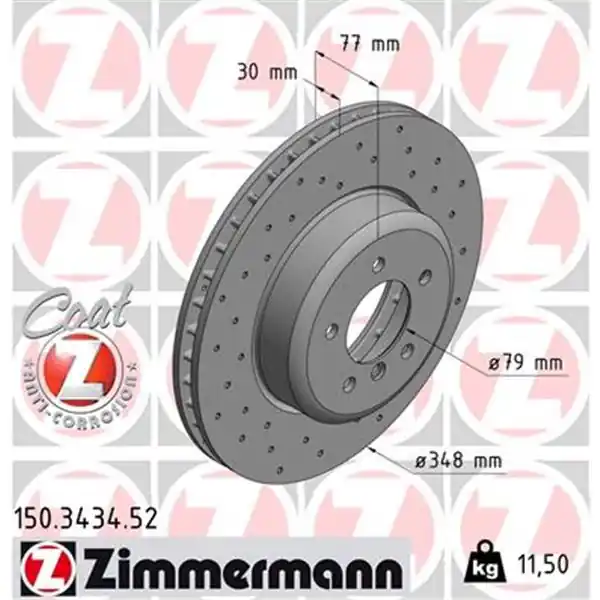 Disco de freno eje delantero (Gama SPORT COAT Z) ZIMMERMANN 150343452 Precio De Fábrica
